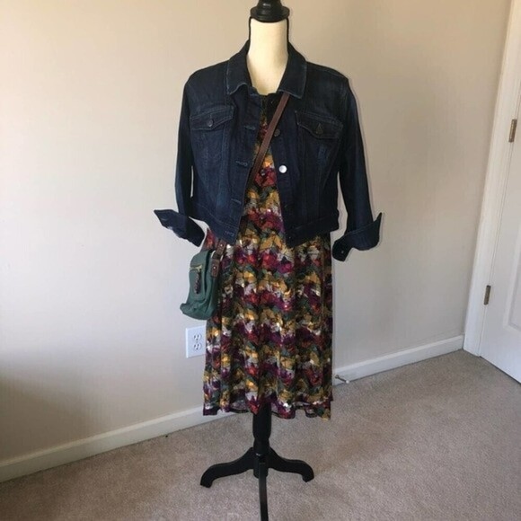 Lularoe Multi Color Abstract Star Print Size XS Carly Style Dress - Picture 2 of 8